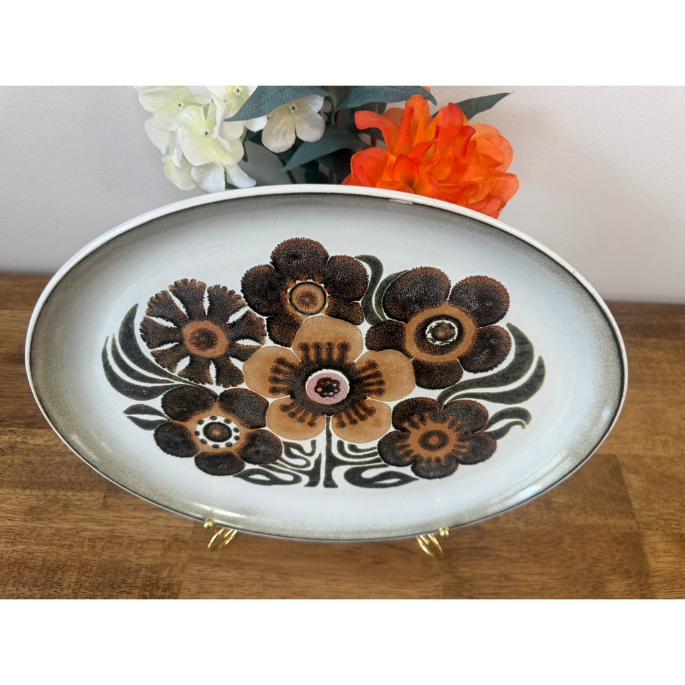 Vintage Westbury Denbyware Floral Oval‎ Serving Platter England MCM Retro Dining - Picture 3 of 7